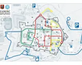 Mapa Zamościa z zaznaczonymi trasami spacerowymi i parkingami. Odkryj zamość atrakcje, zwiedzając fortyfikacje i rynek.
