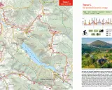 Mapa turystyczna Beskidu Niskiego z zaznaczonymi szlakami rowerowymi. Trasa 5 "W poszukiwaniu ropy" prowadzi przez malownicze tereny.